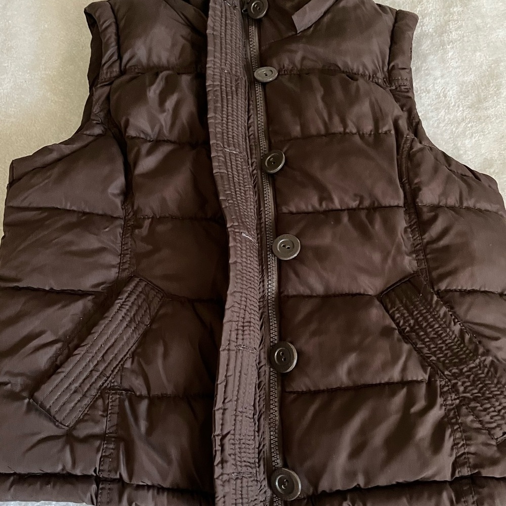 Aeropostale Women’s Chocolate Brown Quilted Puffer Vest Y2K Preppy Size L - Picture 7 of 11